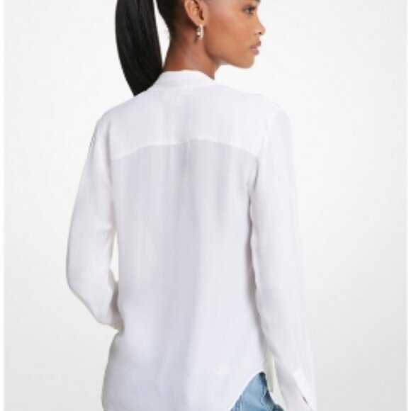 MICHAEL Michael Kors Viscose Blend Tie-Neck Blouse Size: S | Color: Black | NWT - Picture 3 of 4